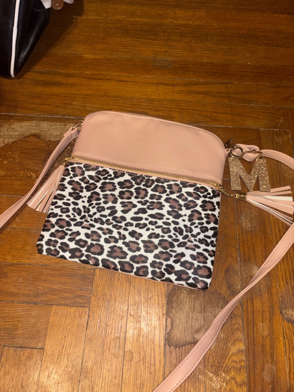 Leopard Print Crossbody Bag in Blush Pink